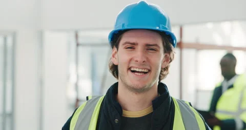 Face, engineer or happy man at office for construction, infrastructure Stock Footage 341461433