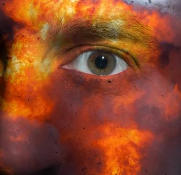 Face with an explosion skin Stock Photos