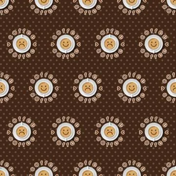 Face expression of cappuccino cup background Stock Illustration