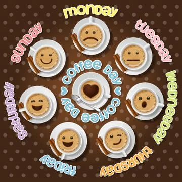 Face expression of cappuccino cup Stock Illustration