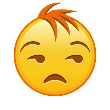 Face with expression of disapproval Large size of yellow emoji smile with hai Stock Illustration