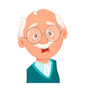Face expression of grandfather, scared Stock Illustration