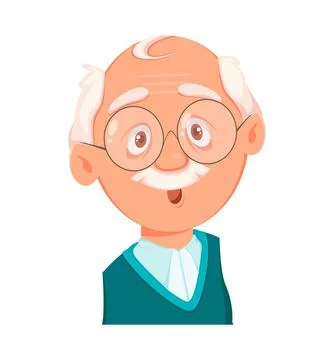 Face expression of grandfather, surprised Stock Illustration
