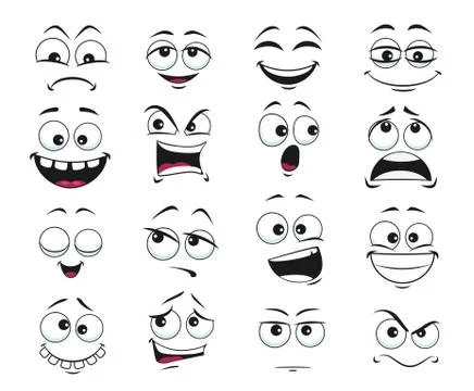 Face expression isolated vector feelings icons set Stock Illustration
