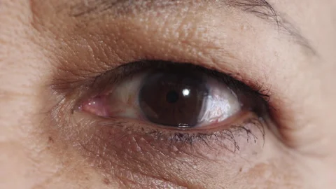 Face, eye and closeup with old woman for optometry, perception and awareness for Stock Footage 336676887