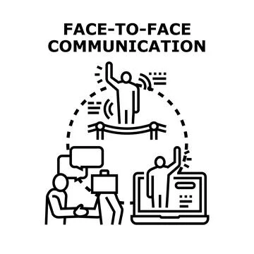Face to face communication and digital interaction concept Stock Illustration
