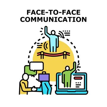 Face to face communication and digital interaction concept Stock Illustration