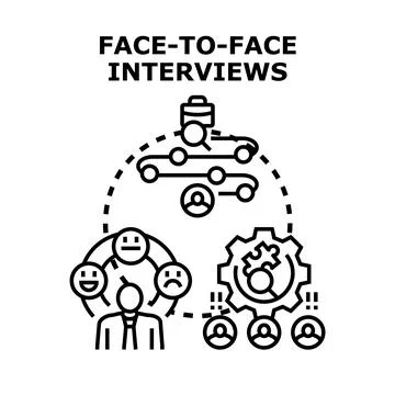 Face to face interviews process and feedback analysis Stock Illustration