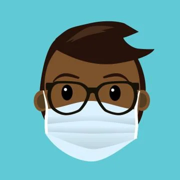 A face with a face mask for protection Illustrazione stock