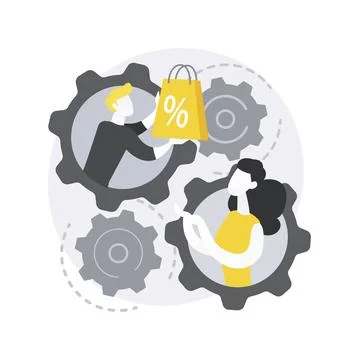 Face-to-face selling abstract concept vector illustration. Stock Illustration