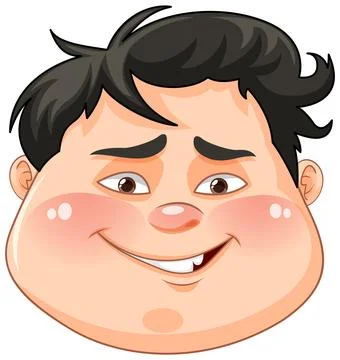 Face of fat boy cartoon Stock Illustration