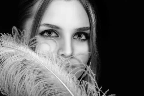 Face with feather Stockfoto's