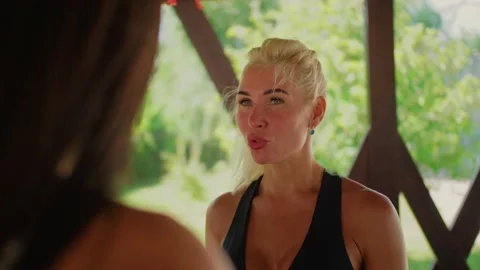 The face of a female coach when communicating with her clients , friends . Women Stock Footage 137027149