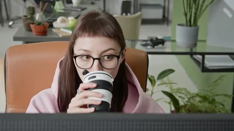 Face of Female Programmer in Glasses Working on Code on Desktop Computer Stock Footage 335938868