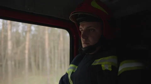 Face of a firefighter before he does his job Stock Footage 283140886