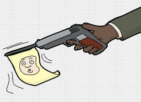 Face on Flag From Gun Stock Illustration