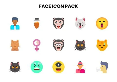 Face Flat Graphics Icons Pack Stock Illustration