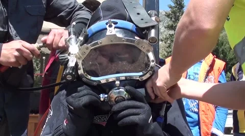 Face of frogman in helmet 2 Stock Footage 48858203