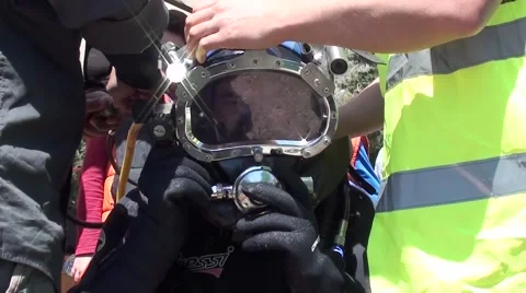 Face of frogman in helmet- Stock Footage 48858467