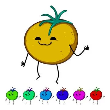 Face fruit vegetable character cartoon vector graphic Stock Illustration