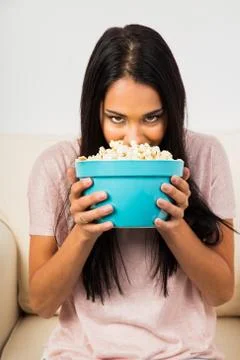 Face full of popcorn Stock-Fotos