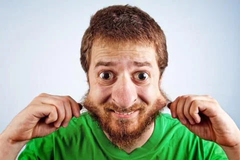 Face of funny silly man Stock Photos