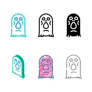 Face ghost color icon vector set Stock Illustration