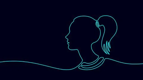 Face of a girl, continuous single one line art concept. Beautiful woman fashion Illustrazione stock