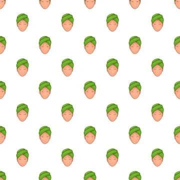 Face of girl on Spa pattern, cartoon style Stock Illustration