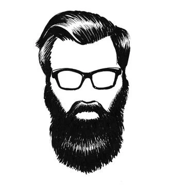 Face in glasses with beard Stock Illustration