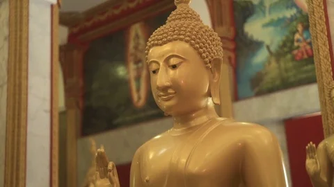 Face Of Golden Budda Statue Stock Footage 70572530
