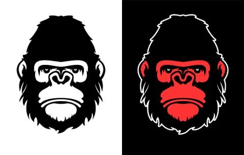 Face of gorilla isolated on white. Stock Illustration