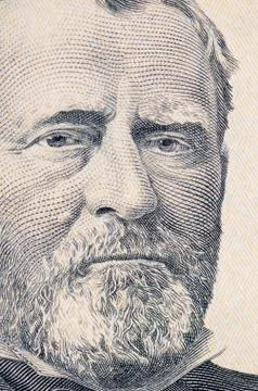 The face of grant the dollar bill macro Stock Photos