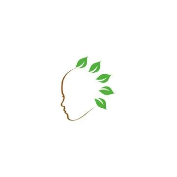 Face with green leaves Illustrazione stock