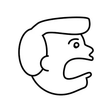 Face guy angry outline Stock Illustration