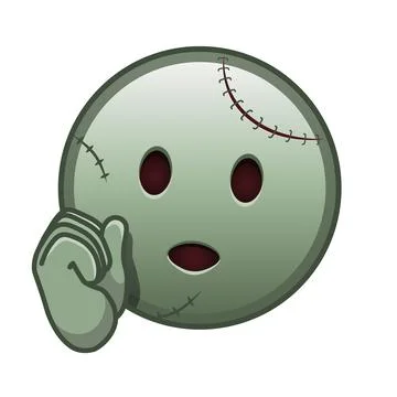 Face with hand Large size of zombie halloween emoji Stock Illustration