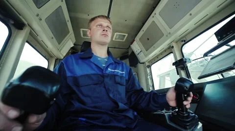 Face &amp; hands of the driver excavator Stock Footage 51449774
