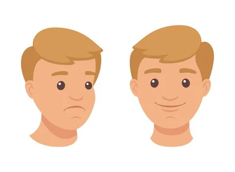 Face of Handsome Man Character Demonstrating Emotion Vector Set Stock Illustration