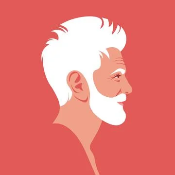 A face of a happy elderly man in profile. Stock Illustration