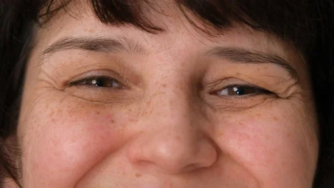 Face of happy elderly middle aged woman smiling with friendly eyes. Handsome Video stock 171215639