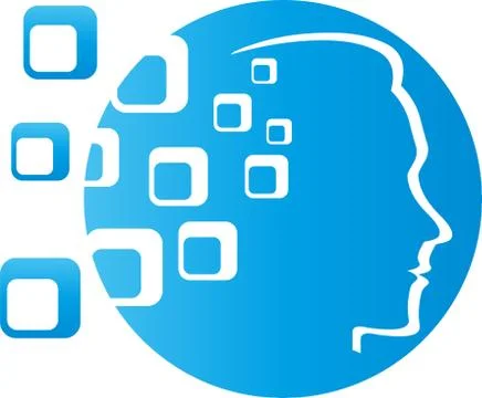 Face, head and rectangle, person and health logo Stock Illustration