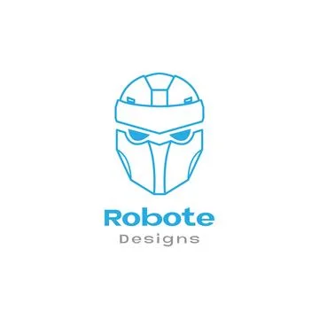 Face head line robot blue logo design vector graphic symbol icon sign illus.. イラスト素材