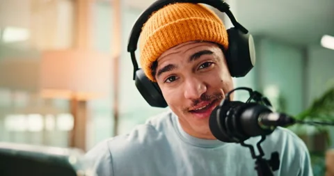 Face, headphones and man with tablet on Stock Video Pond5