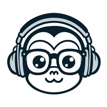 Face with Headphones Stock Illustration