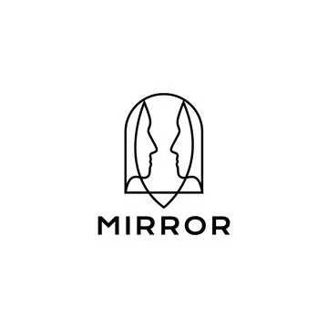 Face human with mirror minimal line logo design vector Stock Illustration