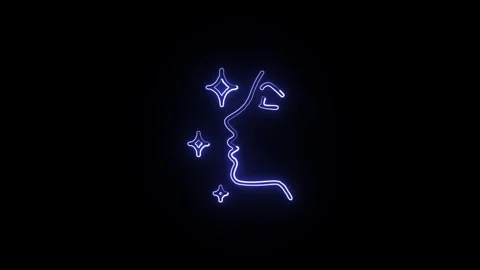 Face Icon Isolated on Black Background, Human Expression Neon Line Motion G.. Stock-Footage 327028505