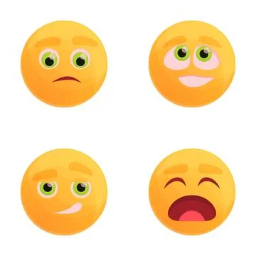 Face icons set cartoon vector. Smiley with expression of different emotion Illustrazione stock