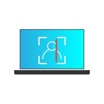 Face id and laptop pc, vector illustration. イラスト素材