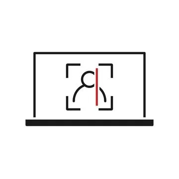 Face id and laptop pc, vector illustration. Flat Design イラスト素材