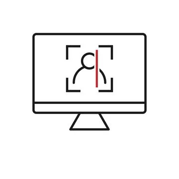 Face id and pc, vector illustration. Flat Design Icon Stock Illustration